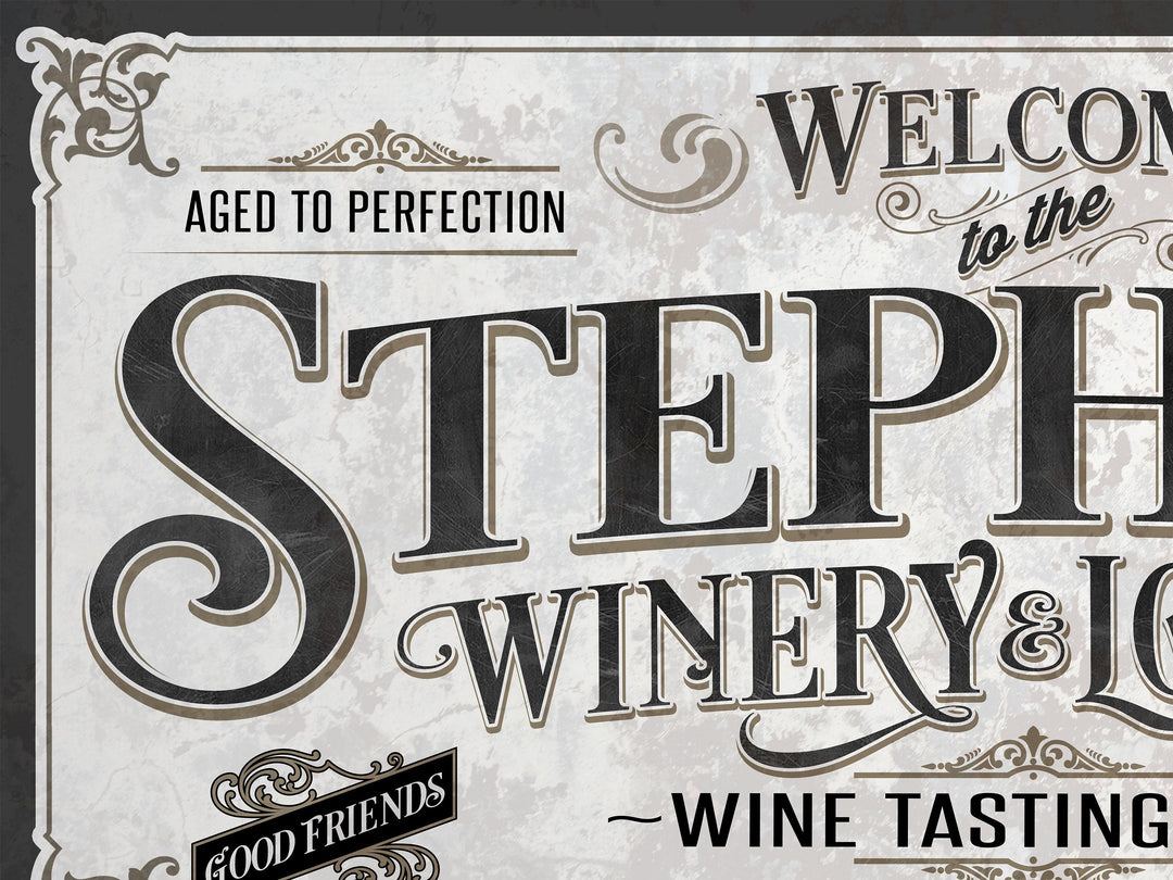Personalized Wine Bar Winery Sign | Customized Lounge Sign | Large Personalized Family Name Wine Bar Sign | Large Metal or Canvas Wall Art