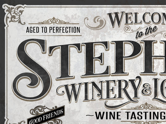 Personalized Wine Bar Winery Sign | Customized Lounge Sign | Large Personalized Family Name Wine Bar Sign | Large Metal or Canvas Wall Art