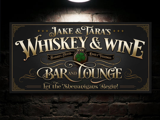 St Patricks Sign, St Patrick Decor, St Patricks Day, Wine Bar Sign, Personalized Whiskey Bar Decor, Personalized Whiskey and Wine Bar Sign