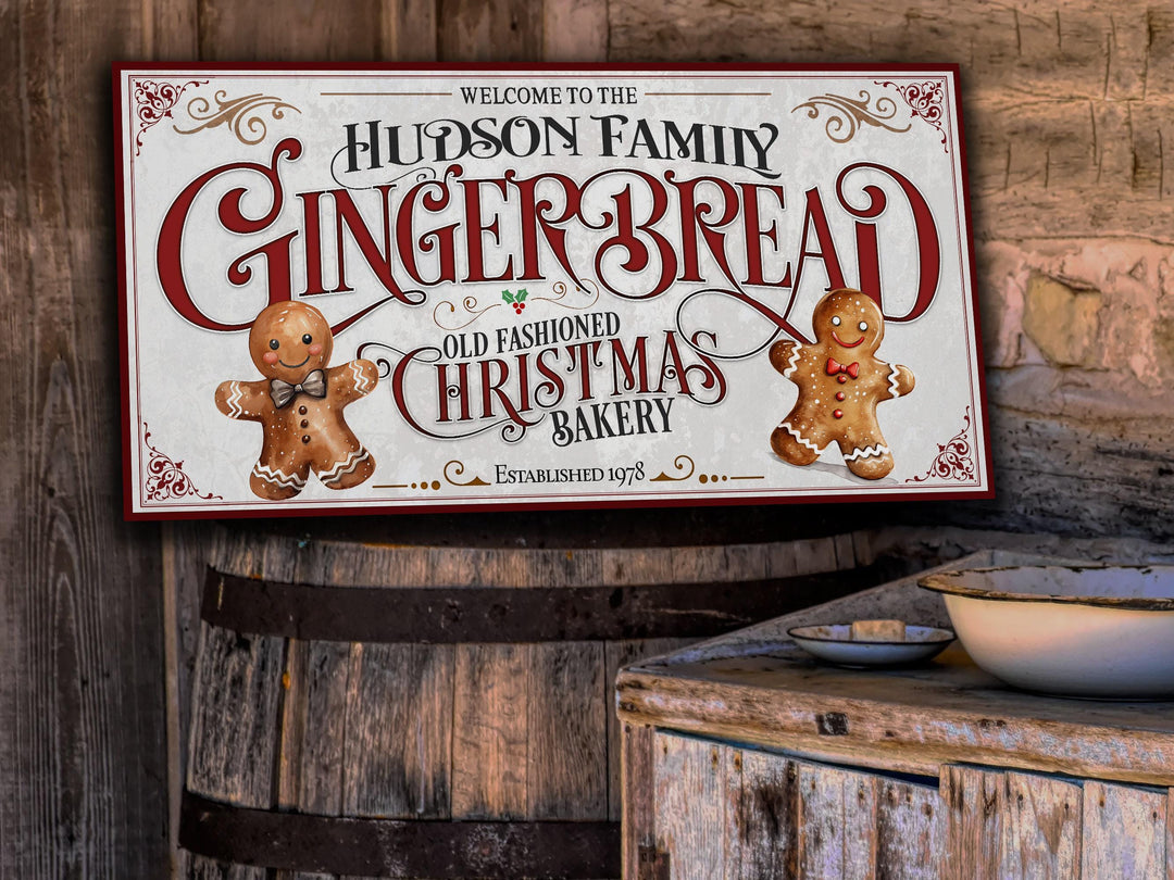 Gingerbread Christmas Sign | Gingerbread Decor Sign | Personalized Christmas Sign | Ginger Bread Christmas | Big Canvas | Big Metal Sign