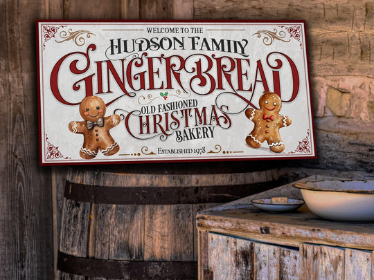 Gingerbread Christmas Sign | Gingerbread Decor Sign | Personalized Christmas Sign | Ginger Bread Christmas | Big Canvas | Big Metal Sign