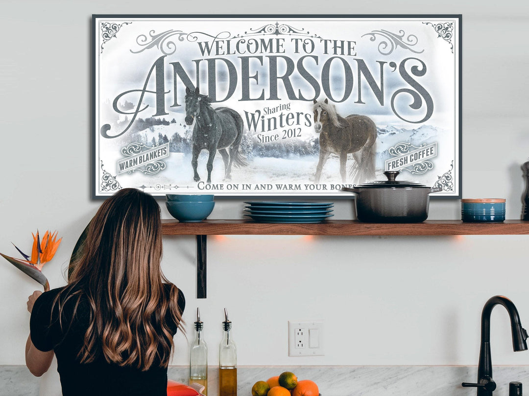 Winter Valentine's Day Sign | Winter Decor Sign | Personalized Valentine Sign | Vintage Holiday | Established Wall Art | Family Name Sign