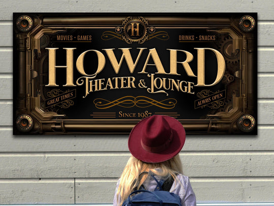 Personalized Steampunk Sign - Metal or Canvas! | Custom Steampunk Theater Sign | Home Theater Sign | Game Room Decor | Customized Steampunk