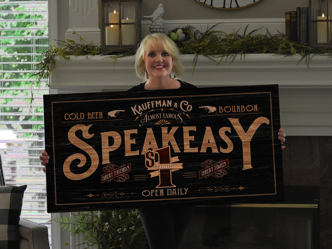 Custom Speakeasy Sign | Family Bar Sign | Distressed Wood Grain Speakeasy | Family Name Speakeasy Sign | Personalized Name Patio Sign