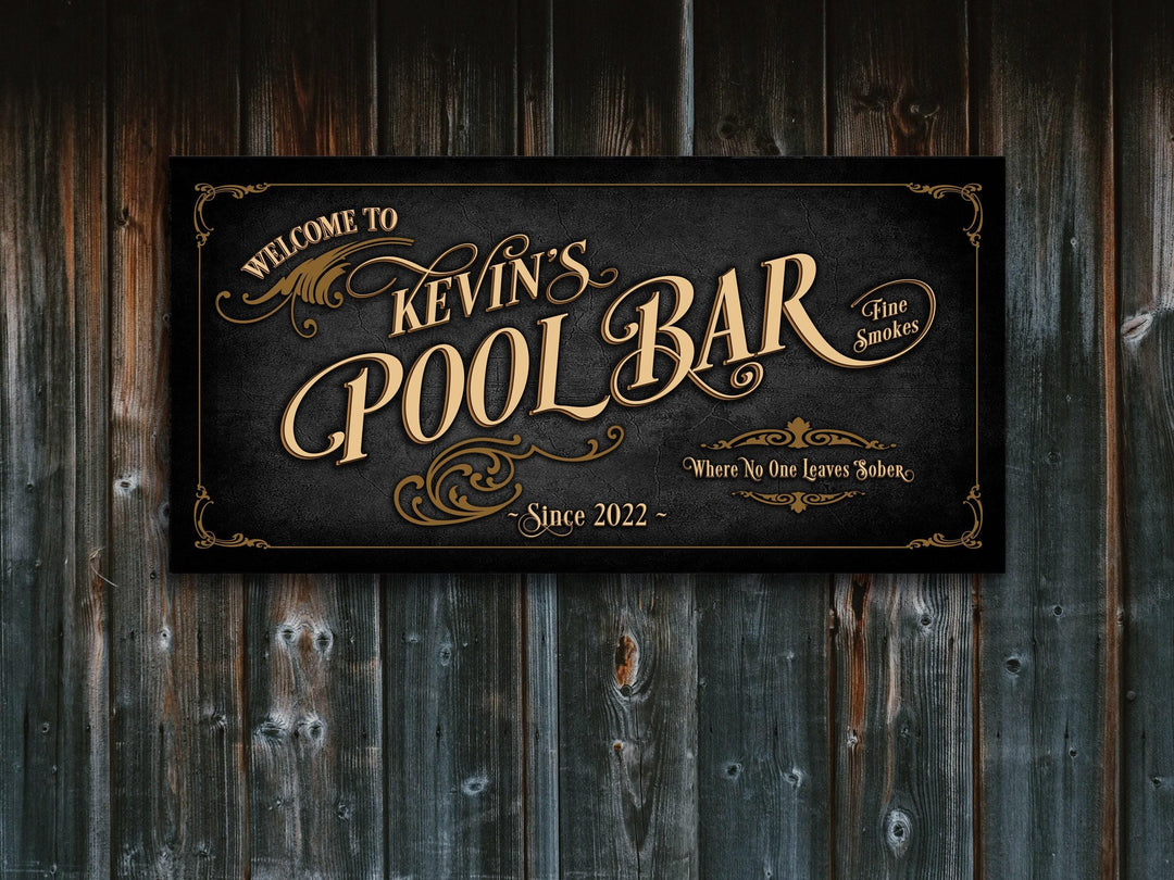 Pool Bar Sign Personalized, Bar Wall Decor, Personalized Bar Sign, Vintage Bar Signage
