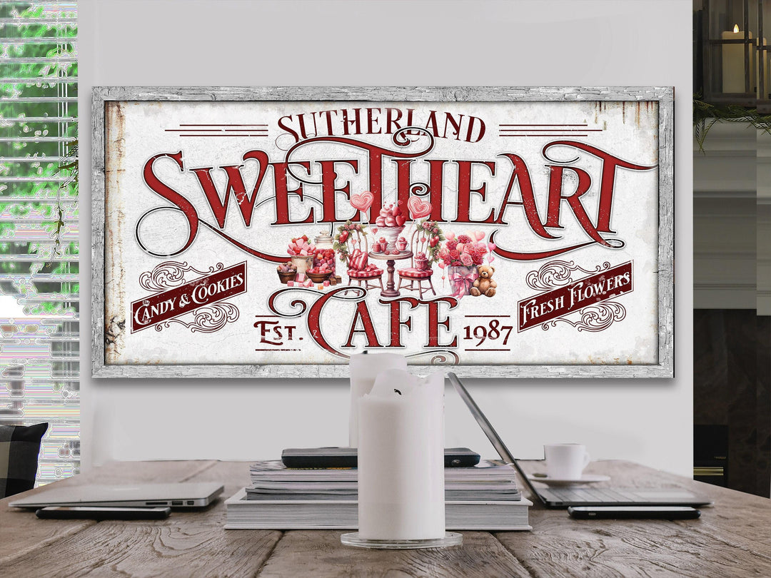Rustic Name Sweetheart Cafe Valentine's Day Sign | Valentine Decor | Personalized Sweetheart Sign | Valentine's Sign | Valentine's Day Sign
