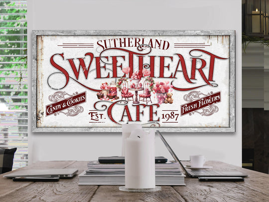 Rustic Name Sweetheart Cafe Valentine's Day Sign | Valentine Decor | Personalized Sweetheart Sign | Valentine's Sign | Valentine's Day Sign