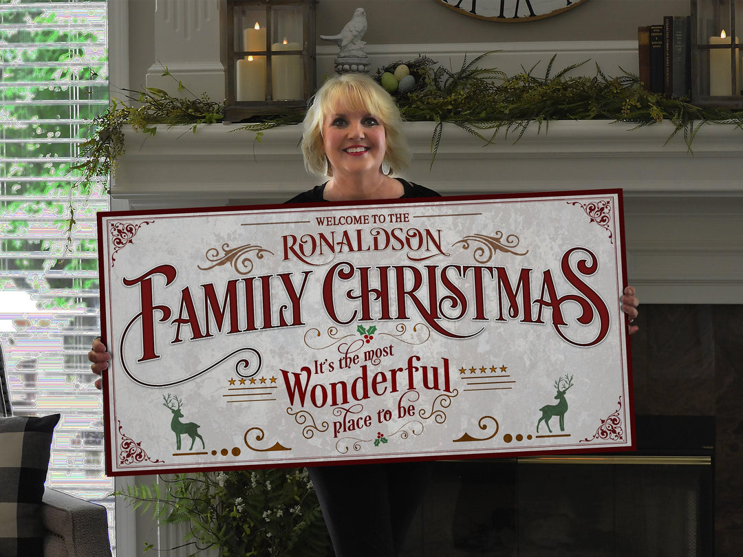 Family Christmas Sign | Christmas Decor Sign | Personalized Christmas Sign | Farmhouse Christmas | Farm Wall Decor | Lightly Distressed Sign