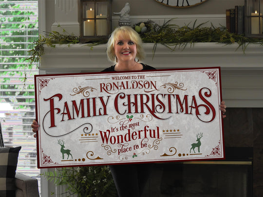 Family Christmas Sign | Christmas Decor Sign | Personalized Christmas Sign | Farmhouse Christmas | Farm Wall Decor | Lightly Distressed Sign