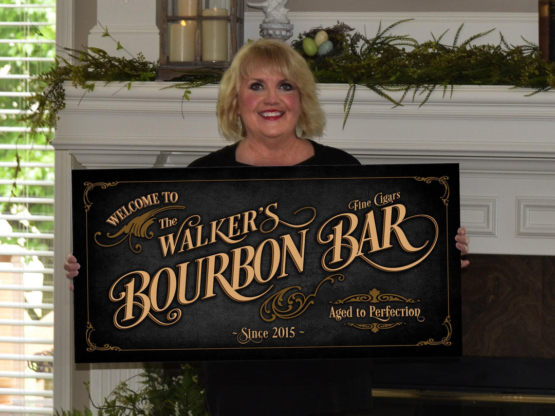 Bourbon Bar Sign Personalized, Bar Wall Decor, Personalized Bar Sign, Vintage Bar Signage