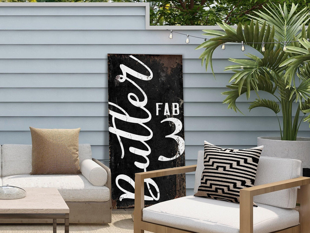 Fabulous 'Fab' Family Sign | Vertical Dark Family Name Sign | Personalized Family Sign | Large Canvas Wall Art | Large Metal Wall Art
