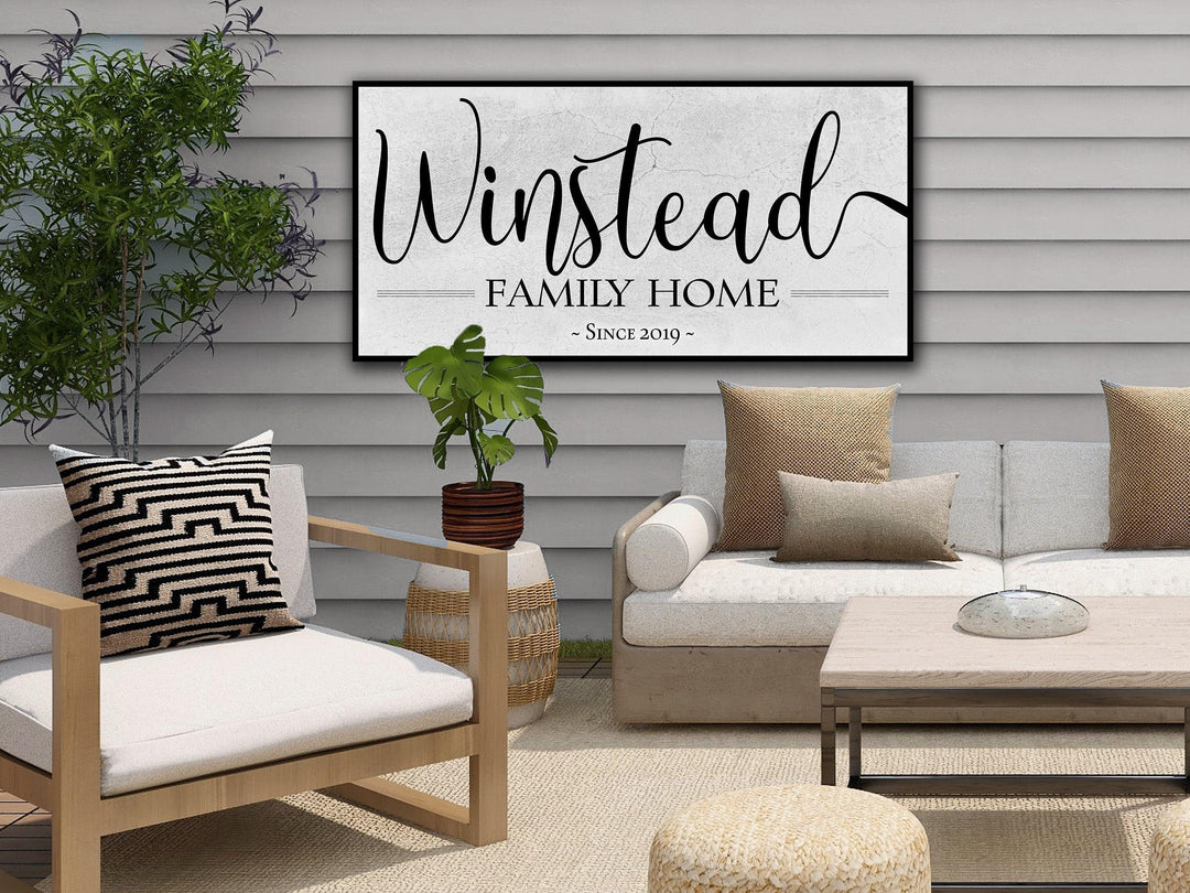 Personalized Family Sign | Last Name Est Date | Modern Farmhouse Personalized Name Sign on Large Metal or Canvas | Vintage Home Wall Decor