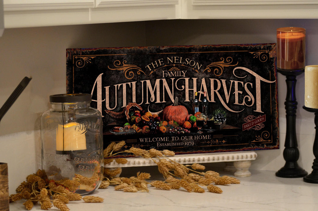 Autumn Harvest Sign | Fall Harvest Sign | Rustic Fall Decor | Autumn Vintage Sign | Farm Wall Decor | Personalized Distressed Sign