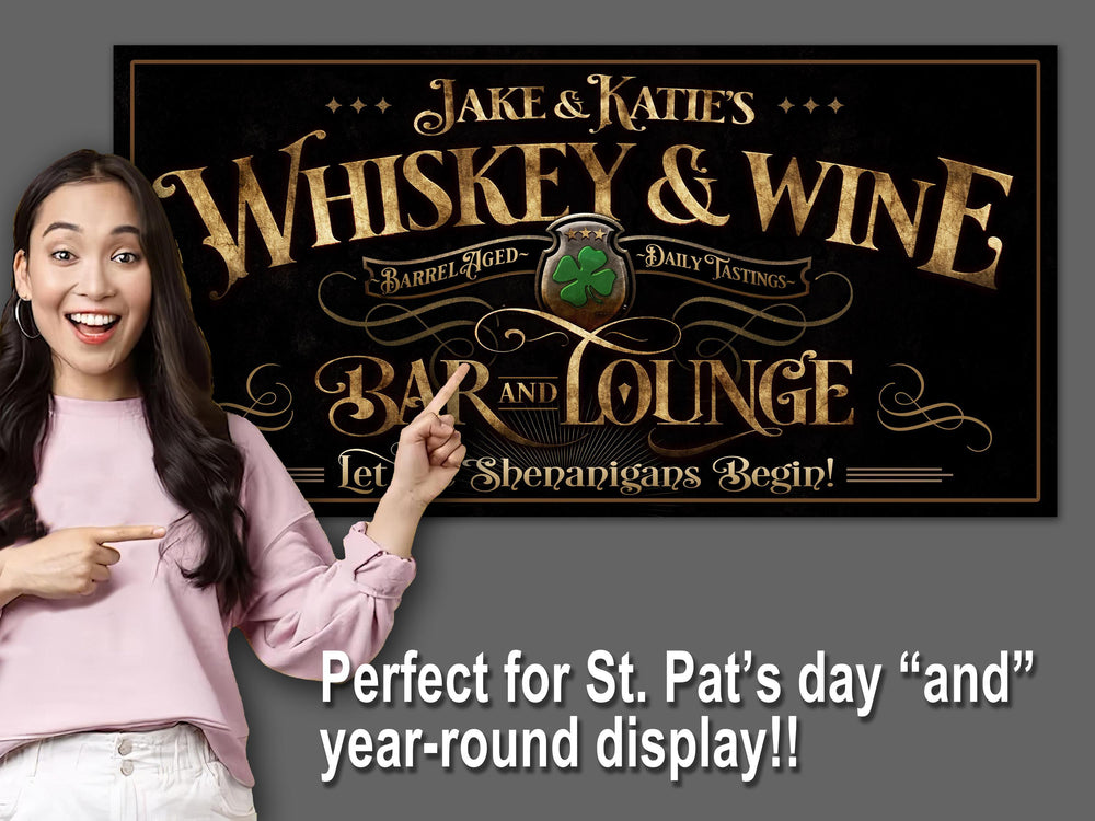 St Patricks Sign, St Patrick Decor, St Patricks Day, Vintage St Pats, Personalized Whiskey Bar Decor, Personalized Whiskey and Wine Bar Sign