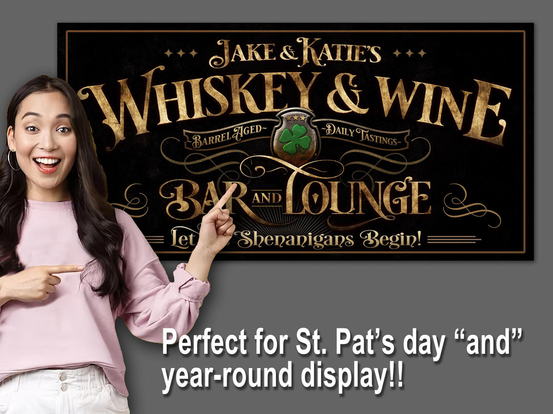 St Patricks Sign, St Patrick Decor, St Patricks Day, Vintage St Pats, Personalized Whiskey Bar Decor, Personalized Whiskey and Wine Bar Sign