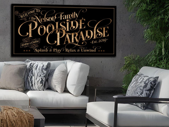 Personalized Poolside Paradise | Custom Family Pool Patio Sign | Pool Patio Grill Bar Sign | Summer Patio Decor | Custom Pool Sign