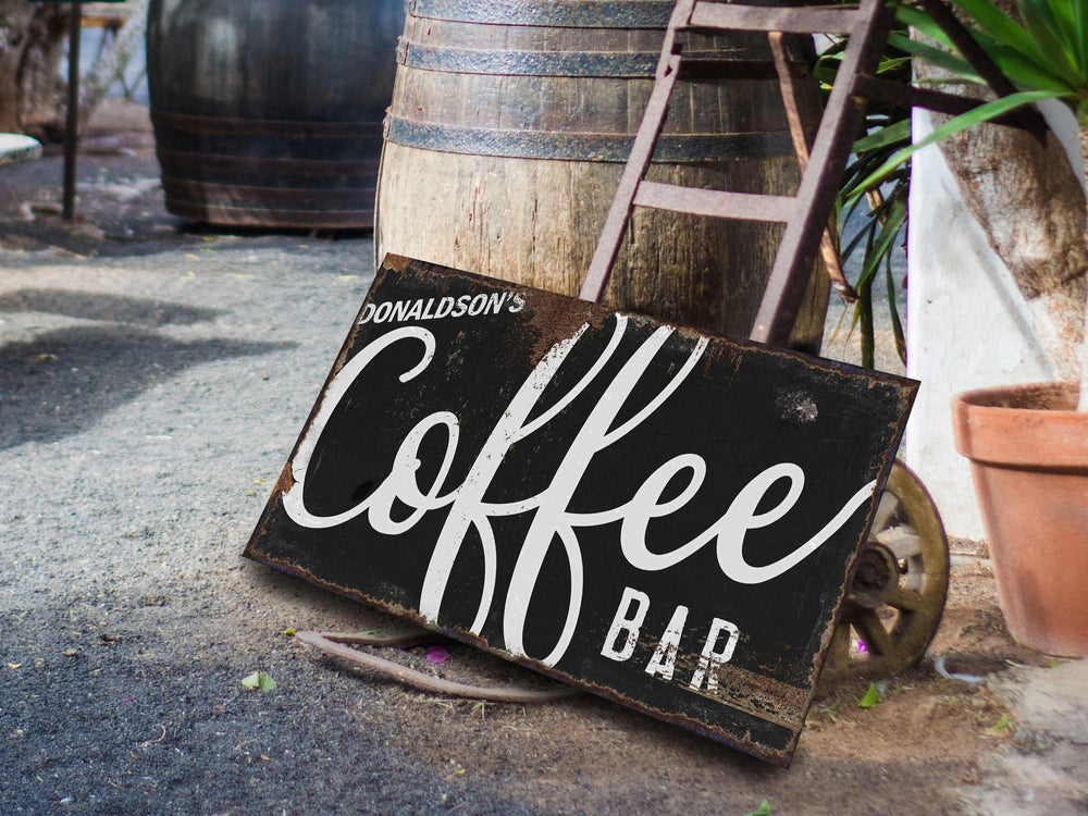 Rustic Coffee Bar Sign | Minimalistic Coffee Sign | Family Name Coffee Bar Sign | Coffee Bar Sign | Farmhouse Wall Decor | Distressed Sign