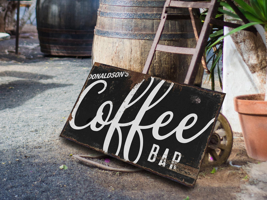 Rustic Coffee Bar Sign | Minimalistic Coffee Sign | Family Name Coffee Bar Sign | Coffee Bar Sign | Farmhouse Wall Decor | Distressed Sign
