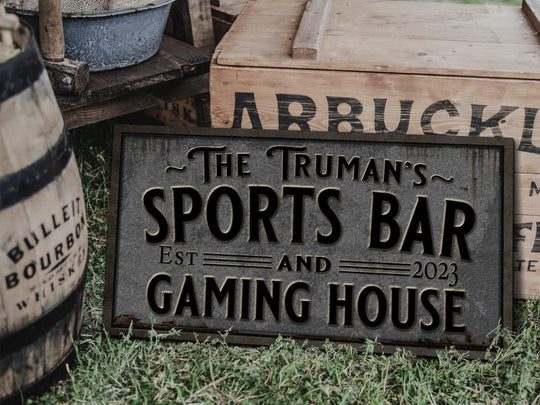 Sports Bar and Gambling Sign | Personalized Sports Bar Sign | Family Sports Bar Sign | Family Name Sign | Home Bar Sign