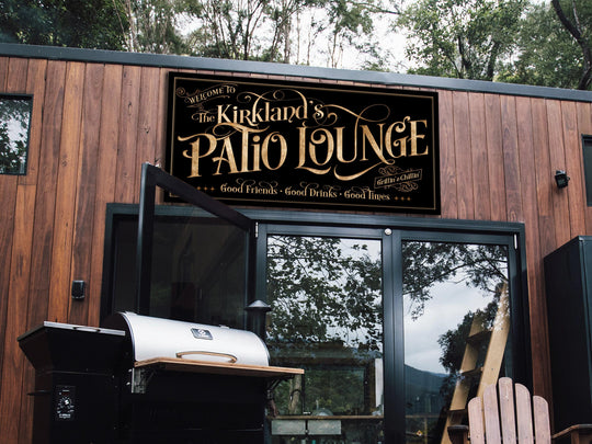 Personalized Patio Lounge on Metal or Canvas! | Custom Family Name Sign | Modern Farmhouse Sign | Summer Patio Decor | Custom Patio Sign