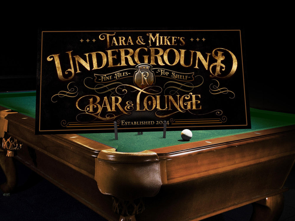 Underground Bar & Lounge Sign, Personalized Basement Bar Sign, Family Lower Level Lounge Sign, Basement Bar Sign, Custom Bar Sign, Bar Decor