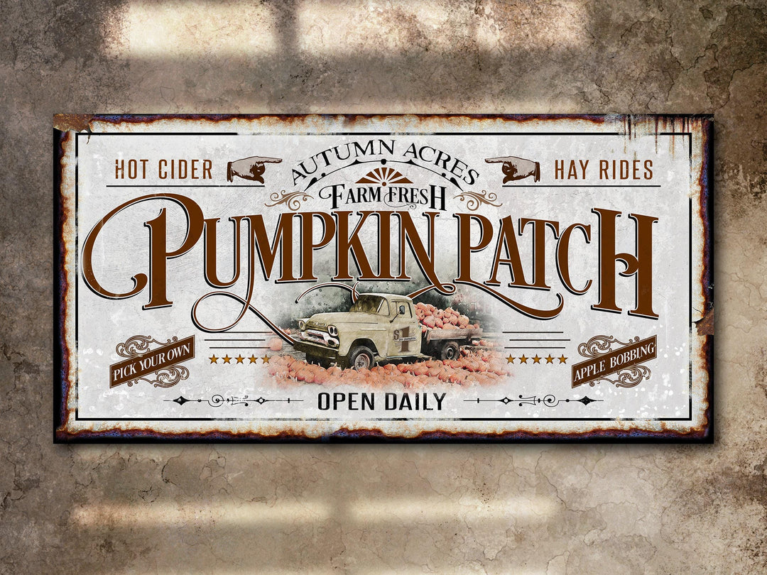 Pumpkin Patch Sign | Pumpkin Farm Sign | Rustic Fall Decor | Autumn Vintage Sign | Farm Wall Decor | Distressed Fall Pumpkin Sign