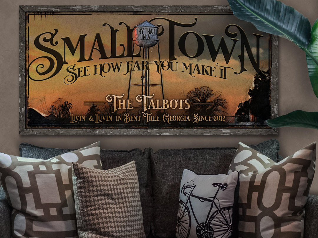 Try that in a Small Town Sign | Rustic Small Town Sign | Rustic Fall Decor | Small Town Sign | Farm Wall Decor | Big Canvas | Big Metal Sign