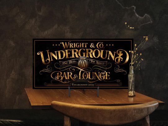 Underground Bar & Lounge Sign, Personalized Basement Bar Sign, Family Lower Level Lounge Sign, Basement Bar Sign, Custom Bar Sign, Bar Decor