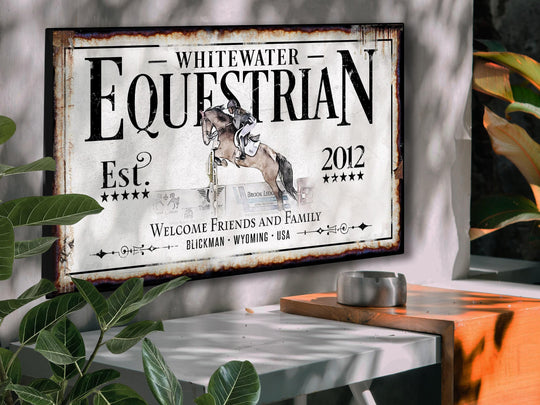Horse Ranch Sign | Last Name Farmhouse Sign | Horse Farm Sign | Ranch House Plans | Farm Wall Decor | Distressed Sign