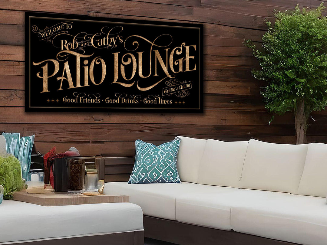 Personalized Patio Lounge on Metal or Canvas! | Custom Family Name Sign | Modern Farmhouse Sign | Summer Patio Decor | Custom Patio Sign