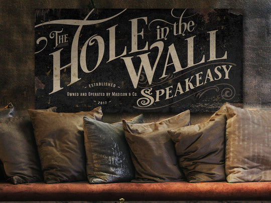 Personalized Speakeasy Bar Sign, Hole in The Wall Bar Sign, Primitive Speakeasy Sign, Minimal Bar Sign, Family Name Bar Sign, Large Canvas