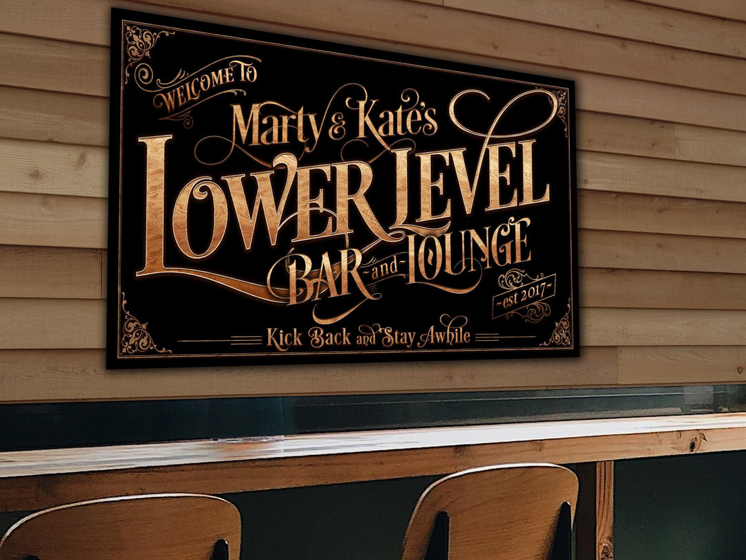 Personalized Lower Level Bar Sign - Metal or Canvas! | Custom Bar Sign | Modern Farmhouse Sign | Basement Bar Decor | Custom Basement Sign
