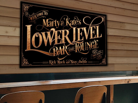 Personalized Lower Level Bar Sign - Metal or Canvas! | Custom Bar Sign | Modern Farmhouse Sign | Basement Bar Decor | Custom Basement Sign