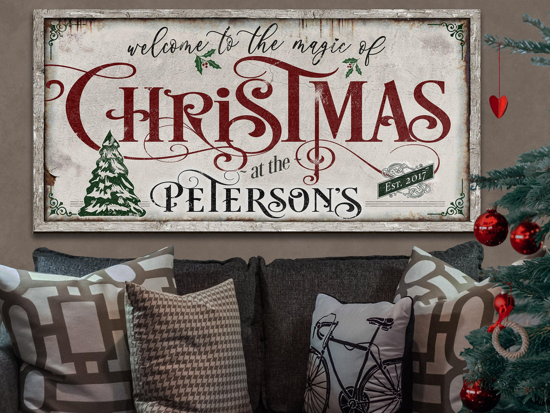 Farmhouse Christmas Sign with Family Name and Established Date