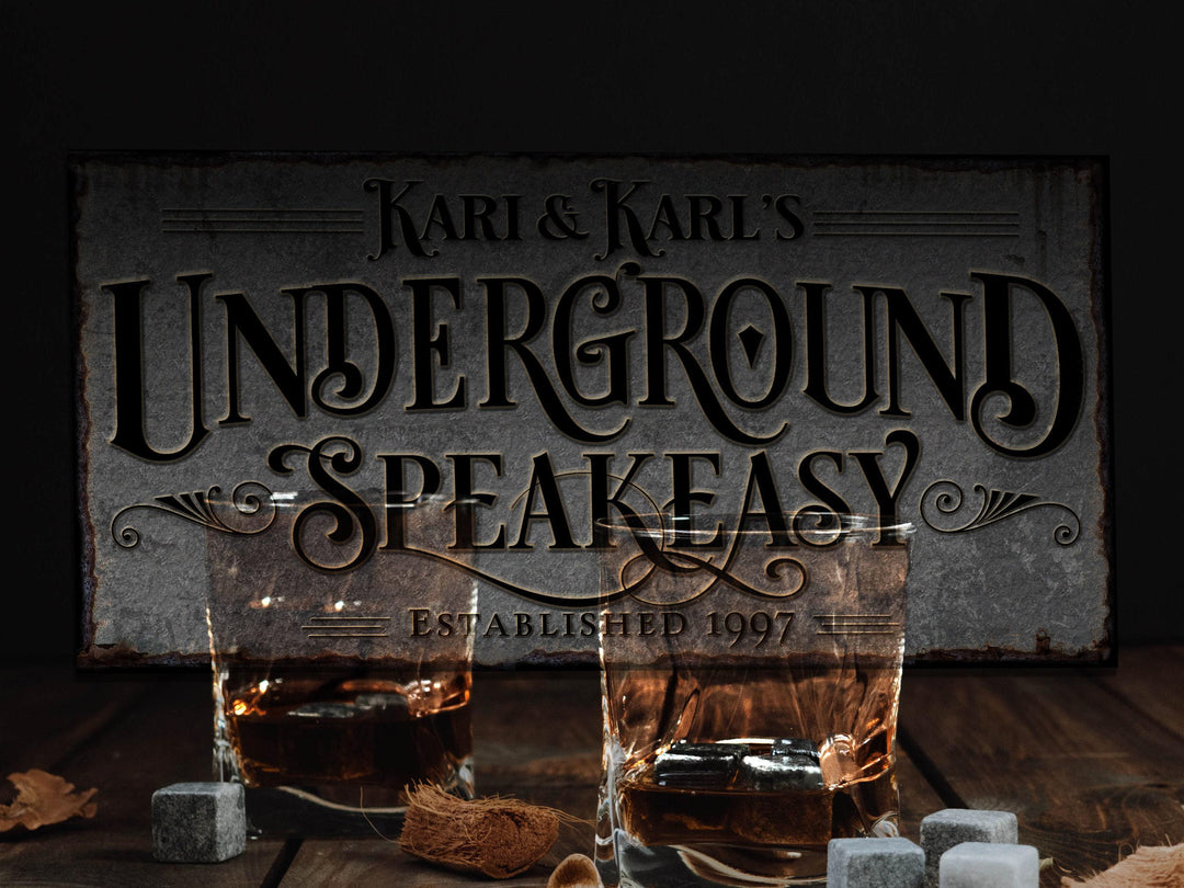 Underground Speakeasy Bar Sign | Personalized Bar Sign | Lower Level Sign | Man Cave Decor | Customized Speakeasy Bar Sign for Lower Level