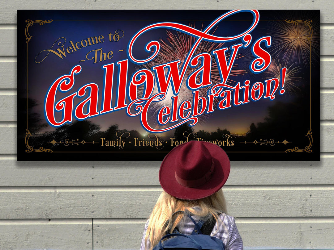 4th of July Sign Fireworks Celebration Sign | Fourth of July Family Name Sign | Patriotic Decor | Summer Wall Decor | Independence Day Sign