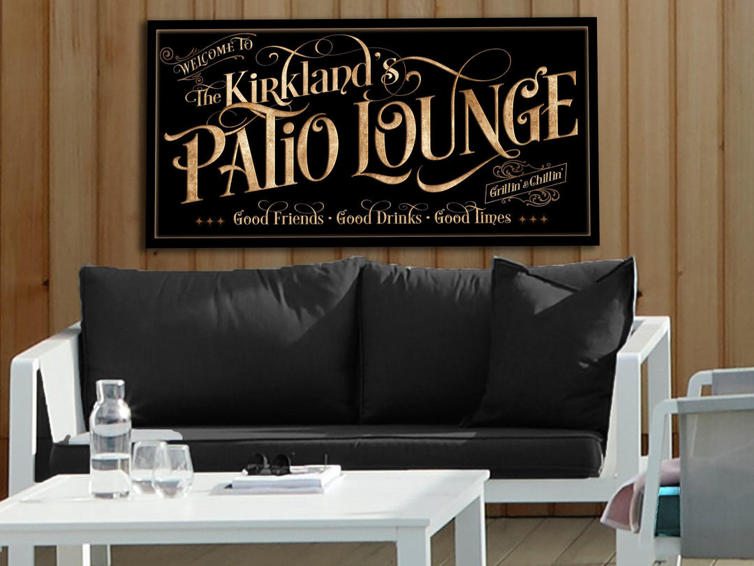Personalized Patio Lounge on Metal or Canvas! | Custom Family Name Sign | Modern Farmhouse Sign | Summer Patio Decor | Custom Patio Sign