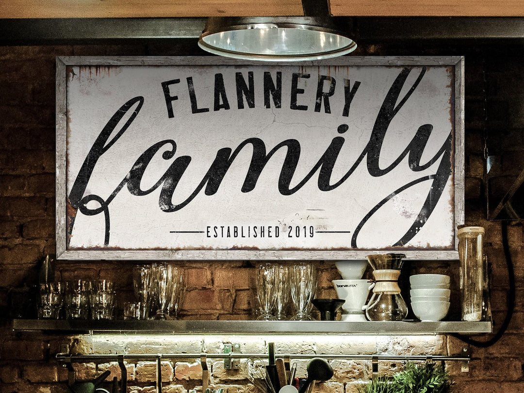 Rustic family name sign on large canvas or large metal
