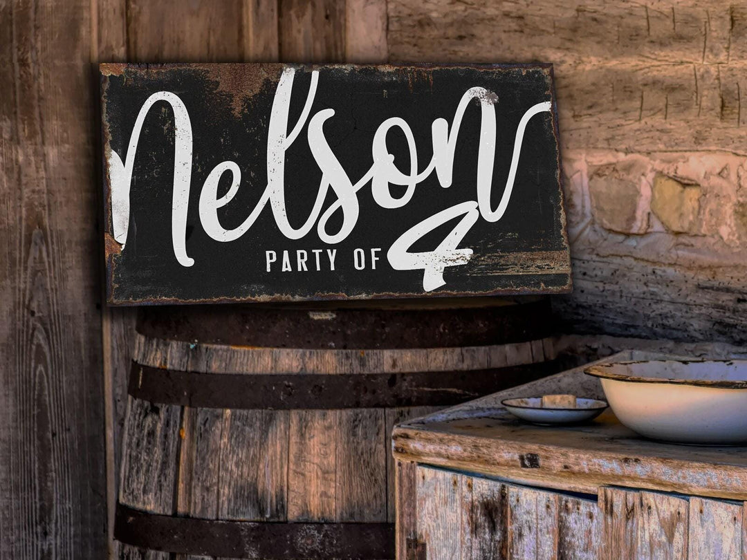 Party of Family Sign | Rustic Family Party of Sign | Large Personalized Family Party of Sign | Large Canvas Wall Art | Large Metal Wall Art