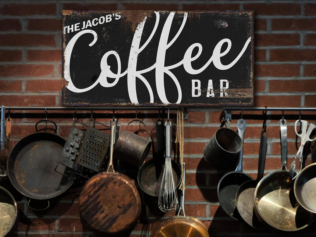 Rustic Coffee Bar Sign | Minimalistic Coffee Sign | Family Name Coffee Bar Sign | Coffee Bar Sign | Farmhouse Wall Decor | Distressed Sign
