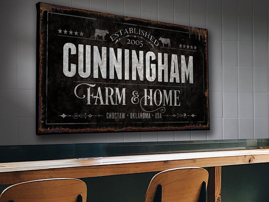 Black Angus Cattle Ranch Sign | Last Name Farmhouse Sign | Black Farmhouse Sign | Ranch House Plans | Farm Wall Decor | Distressed Sign