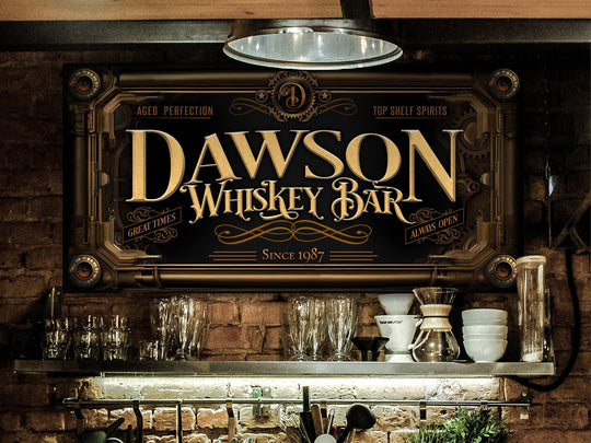 Whiskey Steampunk Sign - Metal or Canvas! | Custom Steampunk Whiskey Sign | Home Whiskey Sign | Game Room Decor | Customized Steampunk Sign