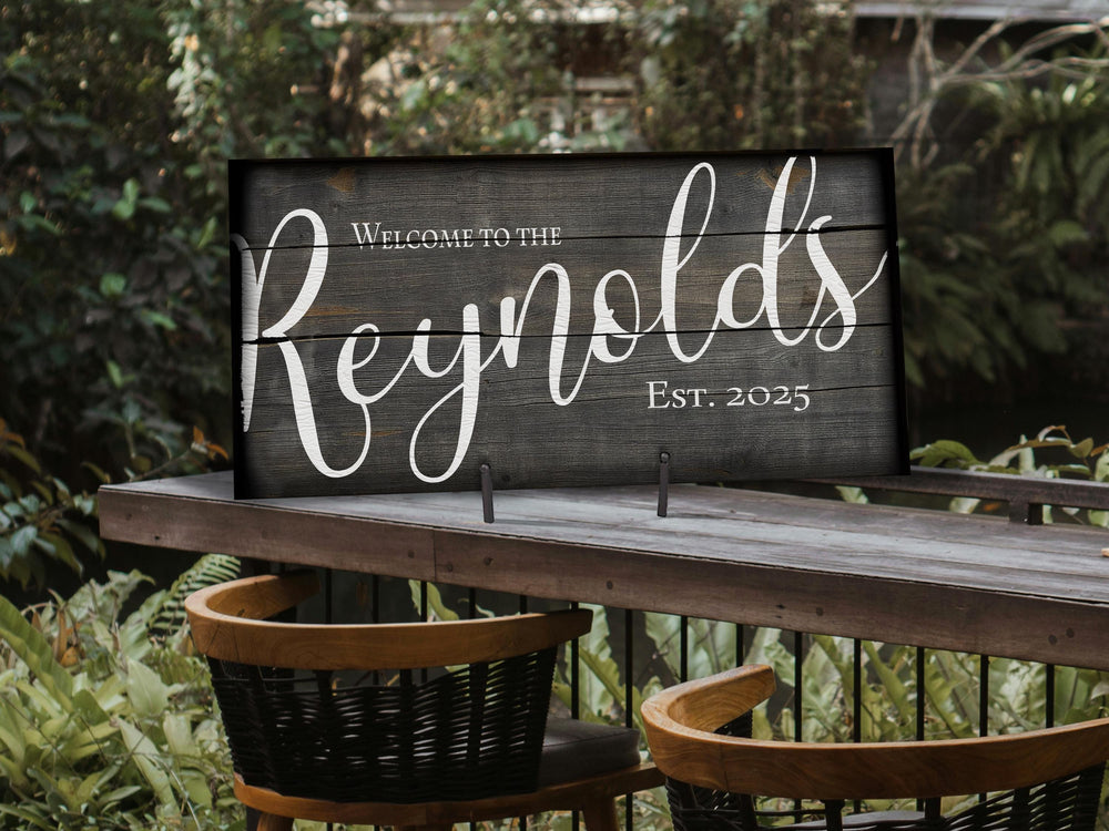Faux Wood Family Name Sign | Rustic Family Sign | Large Personalized Family Name Sign | Large Canvas Wall Art | Large Metal Wall Art