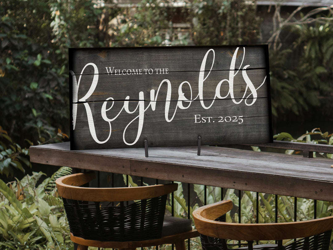 Faux Wood Family Name Sign | Rustic Family Sign | Large Personalized Family Name Sign | Large Canvas Wall Art | Large Metal Wall Art