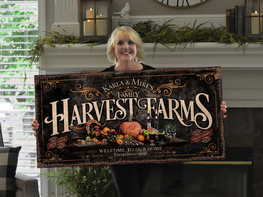 Harvest Farm Sign, Fall Signs, Fall Decor, Autumn Harvest Sign, Autumn Wall Decor, Personalized Fall Signs, Family Name Thanksgiving Sign