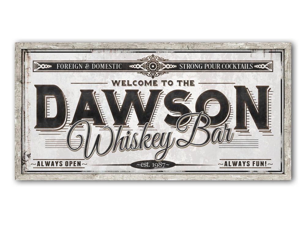 Personalized Whiskey Bar Sign - Metal or Canvas | Custom Whiskey Bar Sign | Personalized Family Whiskey Sign | Large Metal Wall Art