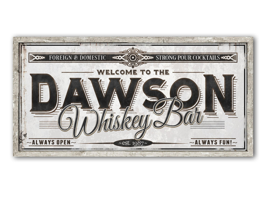 Personalized Whiskey Bar Sign - Metal or Canvas | Custom Whiskey Bar Sign | Personalized Family Whiskey Sign | Large Metal Wall Art