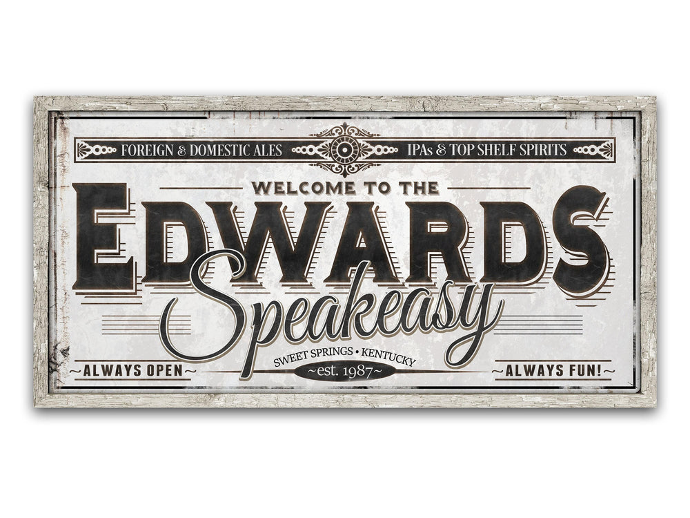 Personalized Speakeasy Sign - Metal or Canvas | Custom Speakeasy Sign | Large Personalized Family Speakeasy Sign | Large Metal Wall Art
