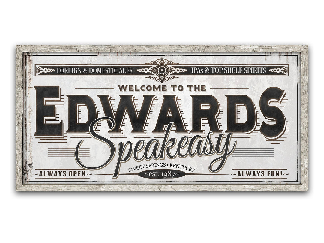Personalized Speakeasy Sign - Metal or Canvas | Custom Speakeasy Sign | Large Personalized Family Speakeasy Sign | Large Metal Wall Art