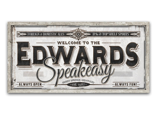 Personalized Speakeasy Sign - Metal or Canvas | Custom Speakeasy Sign | Large Personalized Family Speakeasy Sign | Large Metal Wall Art